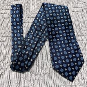 Sulka blue geometric print French silk tie